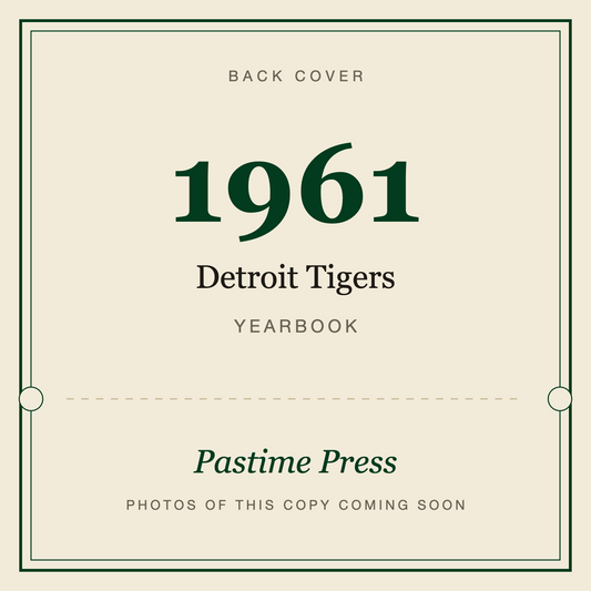 1961 Detroit Tigers Yearbook, back cover