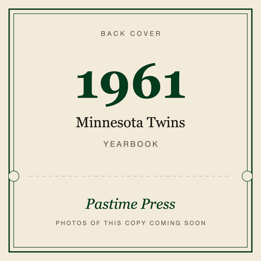 1961 Minnesota Twins Yearbook, back cover