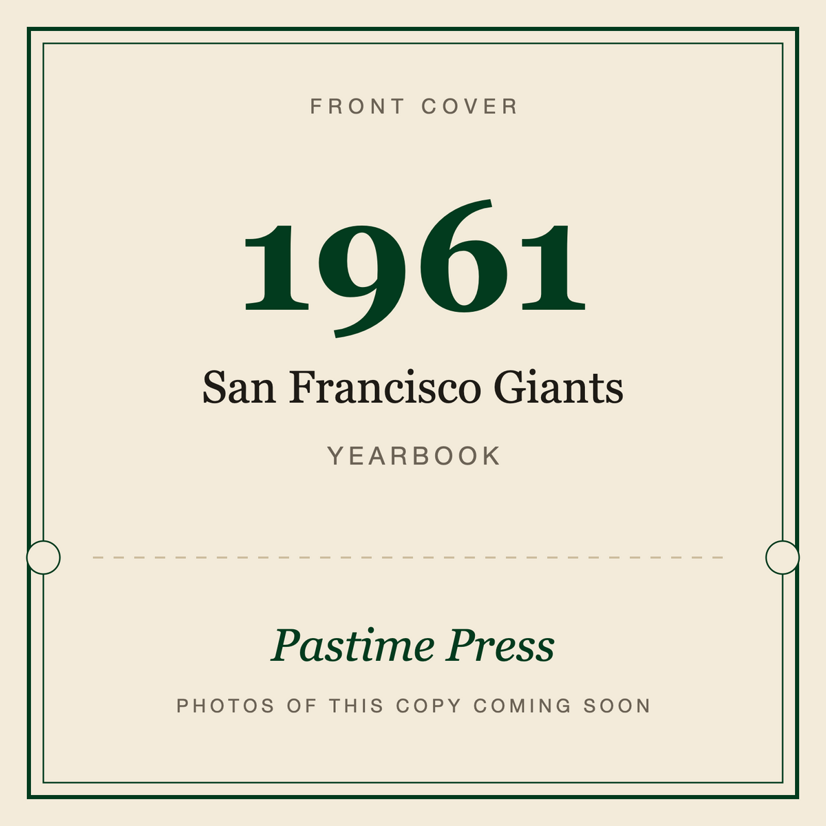 1961 San Francisco Giants Yearbook, front cover