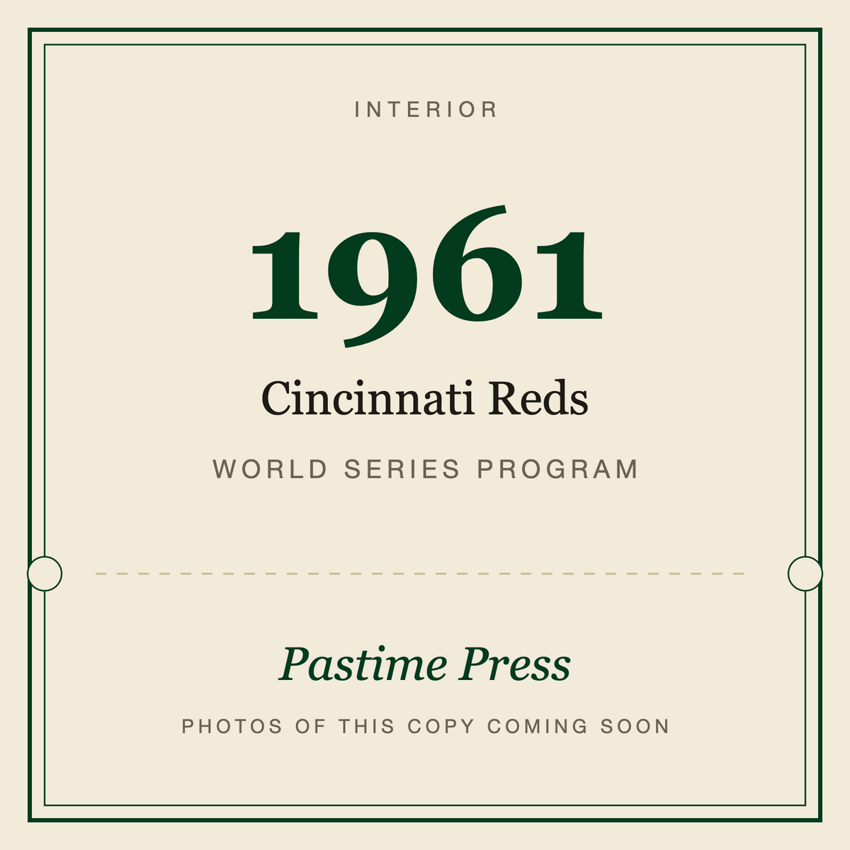 1961 Cincinnati Reds World Series Program, interior