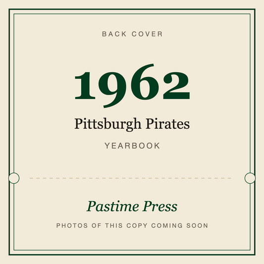 1962 Pittsburgh Pirates Yearbook, back cover