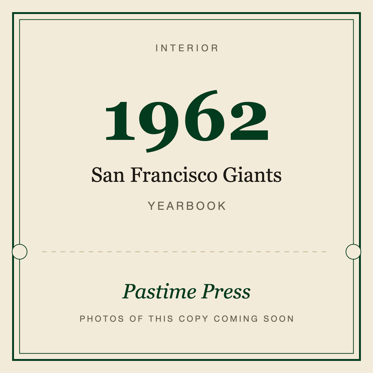 1962 San Francisco Giants Yearbook, interior