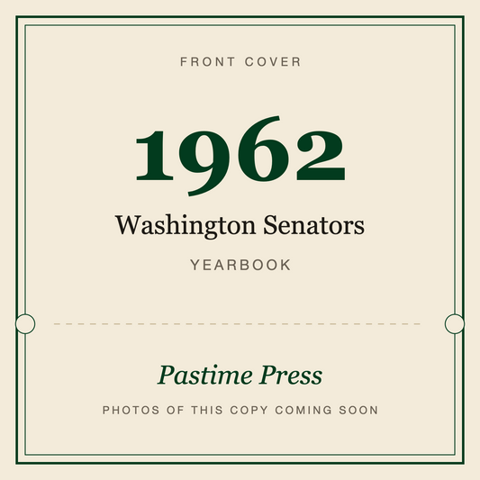 1962 Washington Senators Yearbook, front cover
