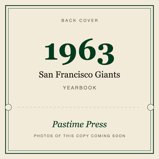 1963 San Francisco Giants Yearbook, back cover