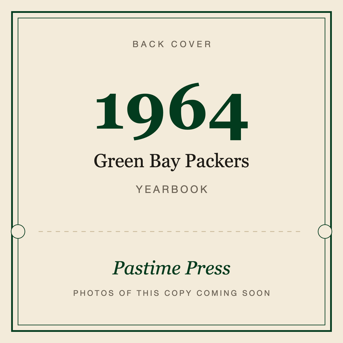 1964 Green Bay Packers Yearbook, back cover