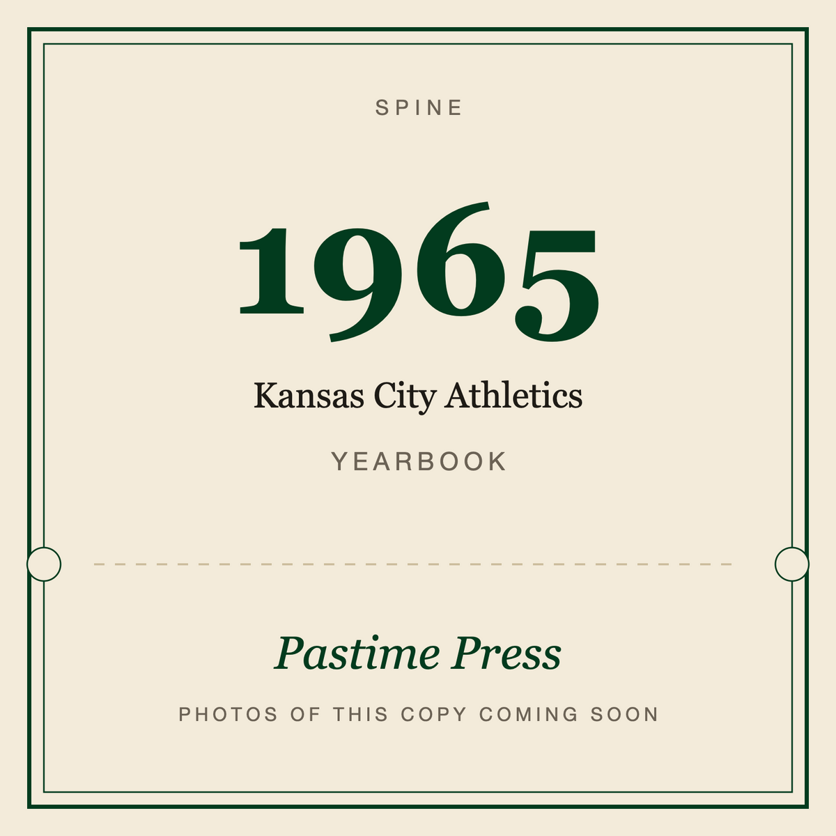 1965 Kansas City Athletics Yearbook, spine