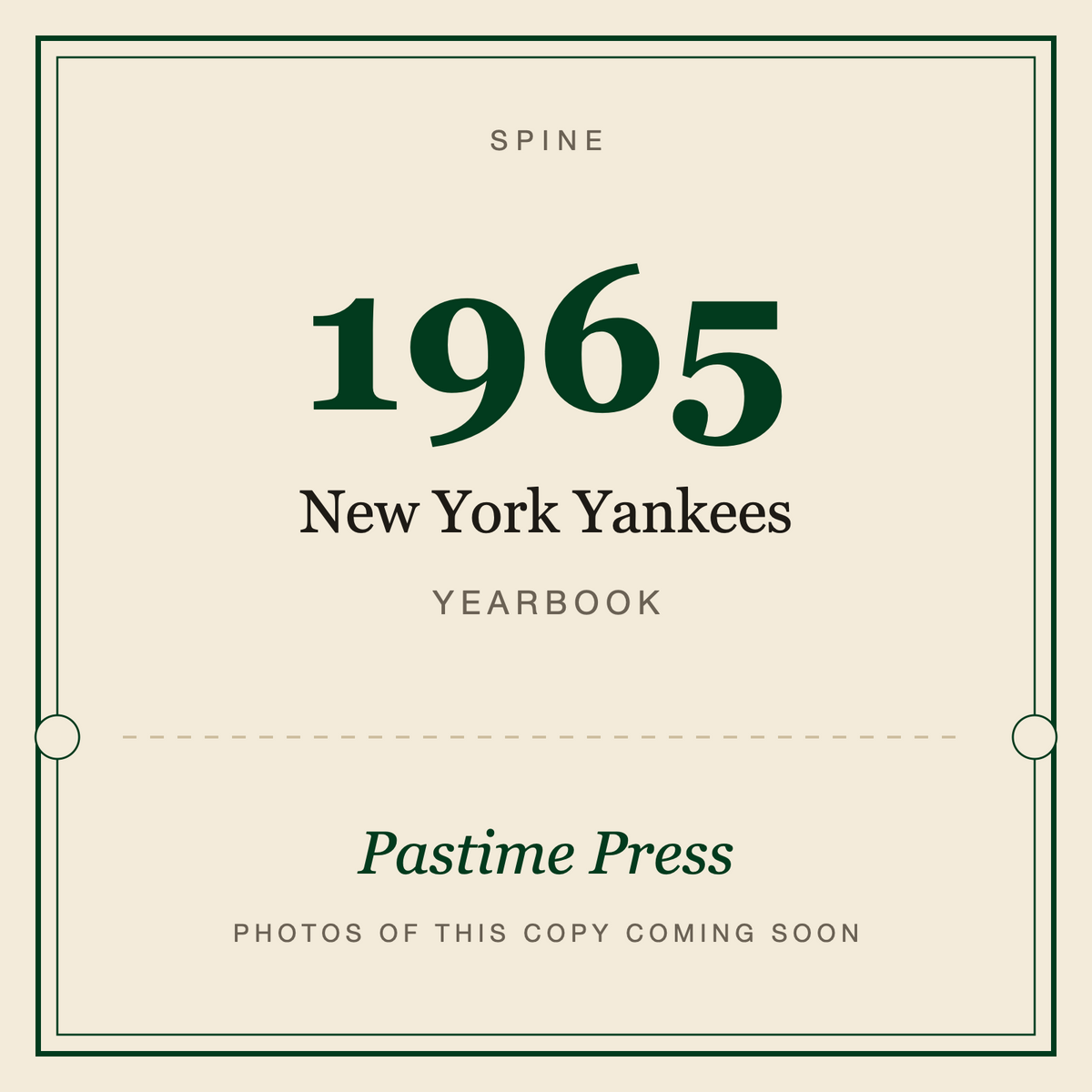 1965 New York Yankees Yearbook, spine