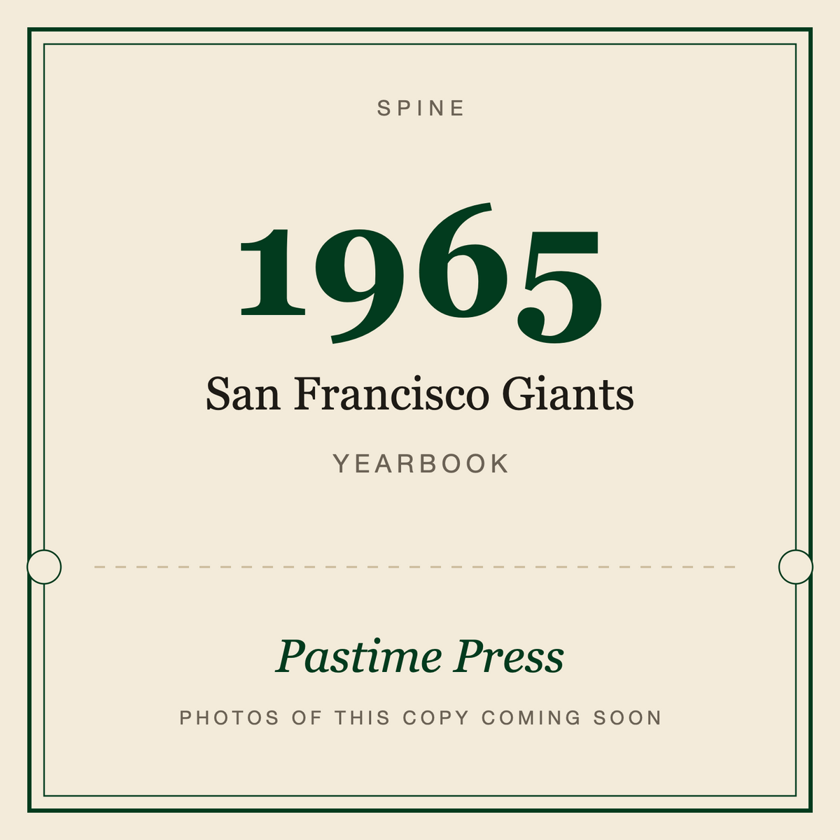 1965 San Francisco Giants Yearbook, spine