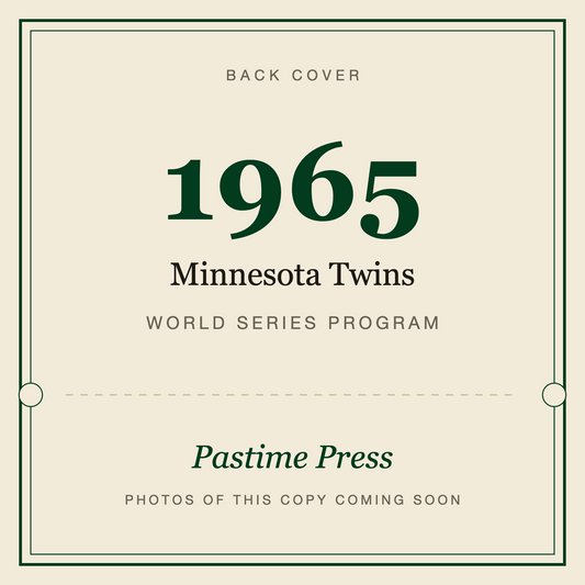 1965 Minnesota Twins World Series Program, back cover