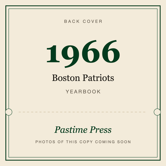 1966 Boston Patriots Yearbook, back cover