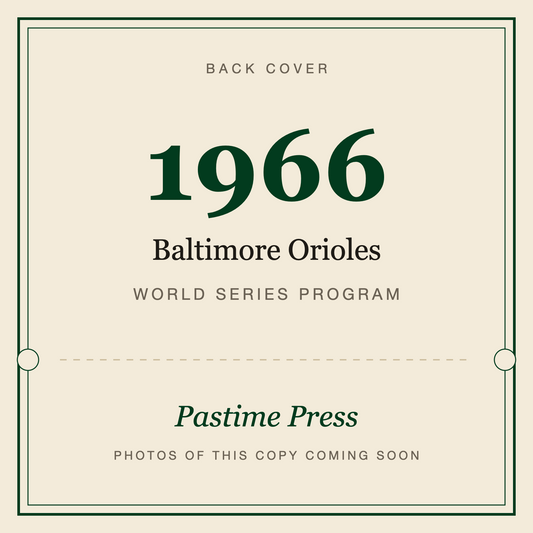 1966 Baltimore Orioles World Series Program, back cover
