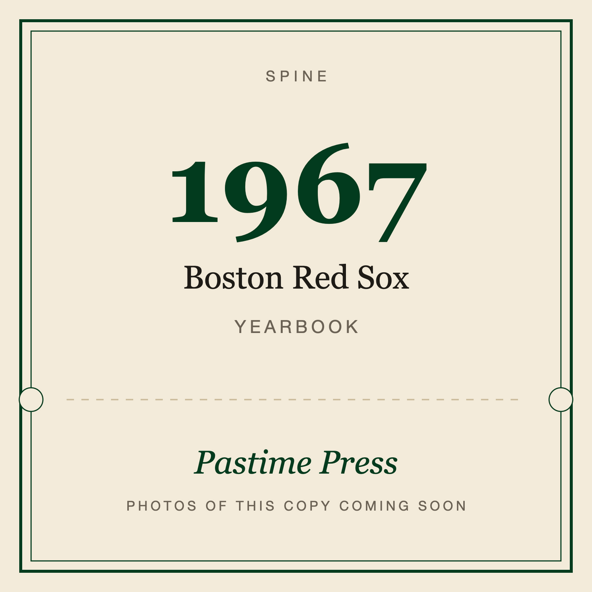 1967 Boston Red Sox Yearbook, spine