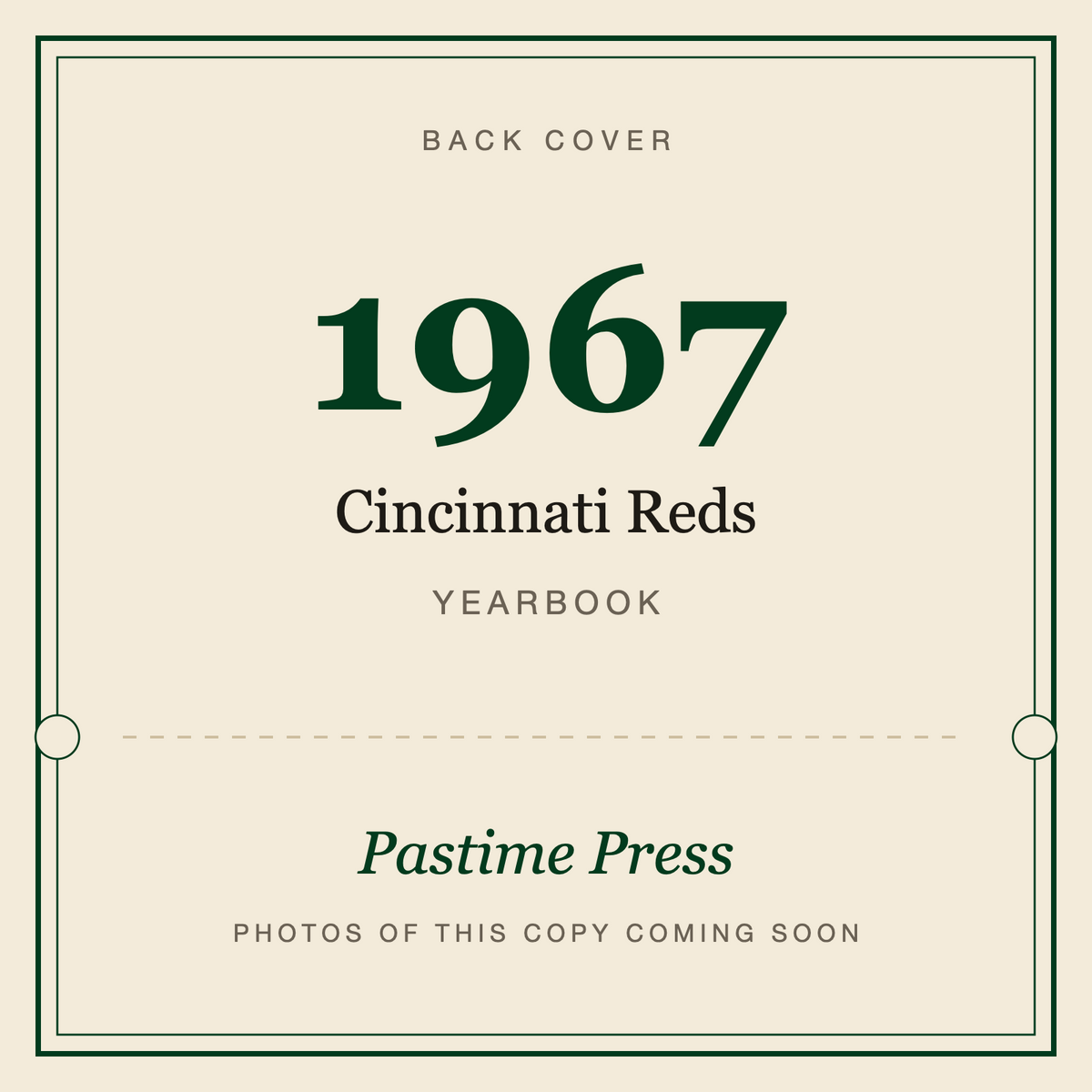 1967 Cincinnati Reds Yearbook, back cover
