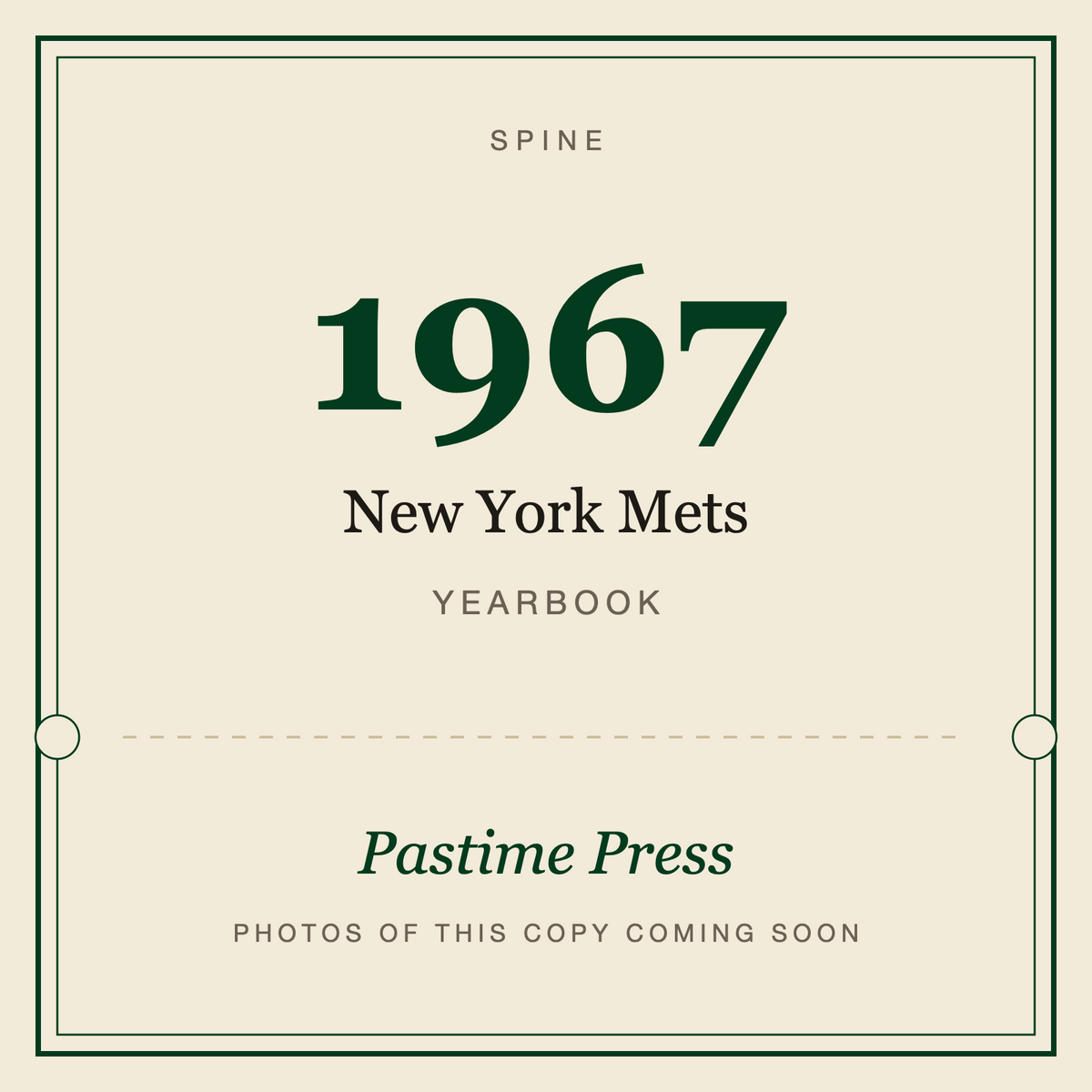 1967 New York Mets Yearbook, spine