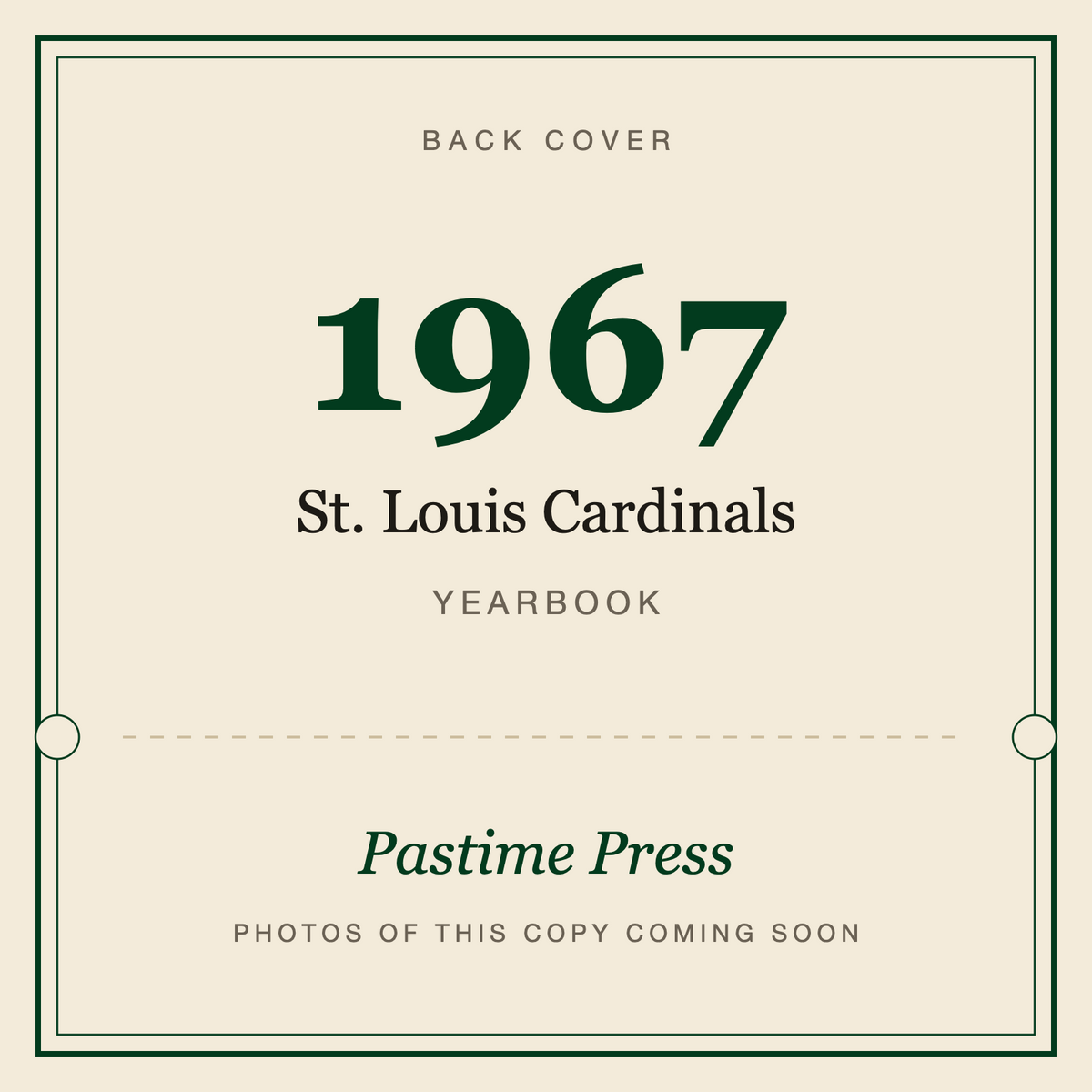 1967 St. Louis Cardinals Yearbook, back cover