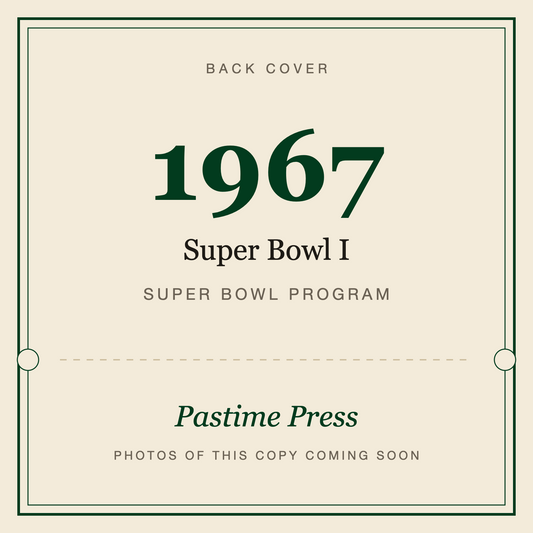 1967 Super Bowl I Program, back cover