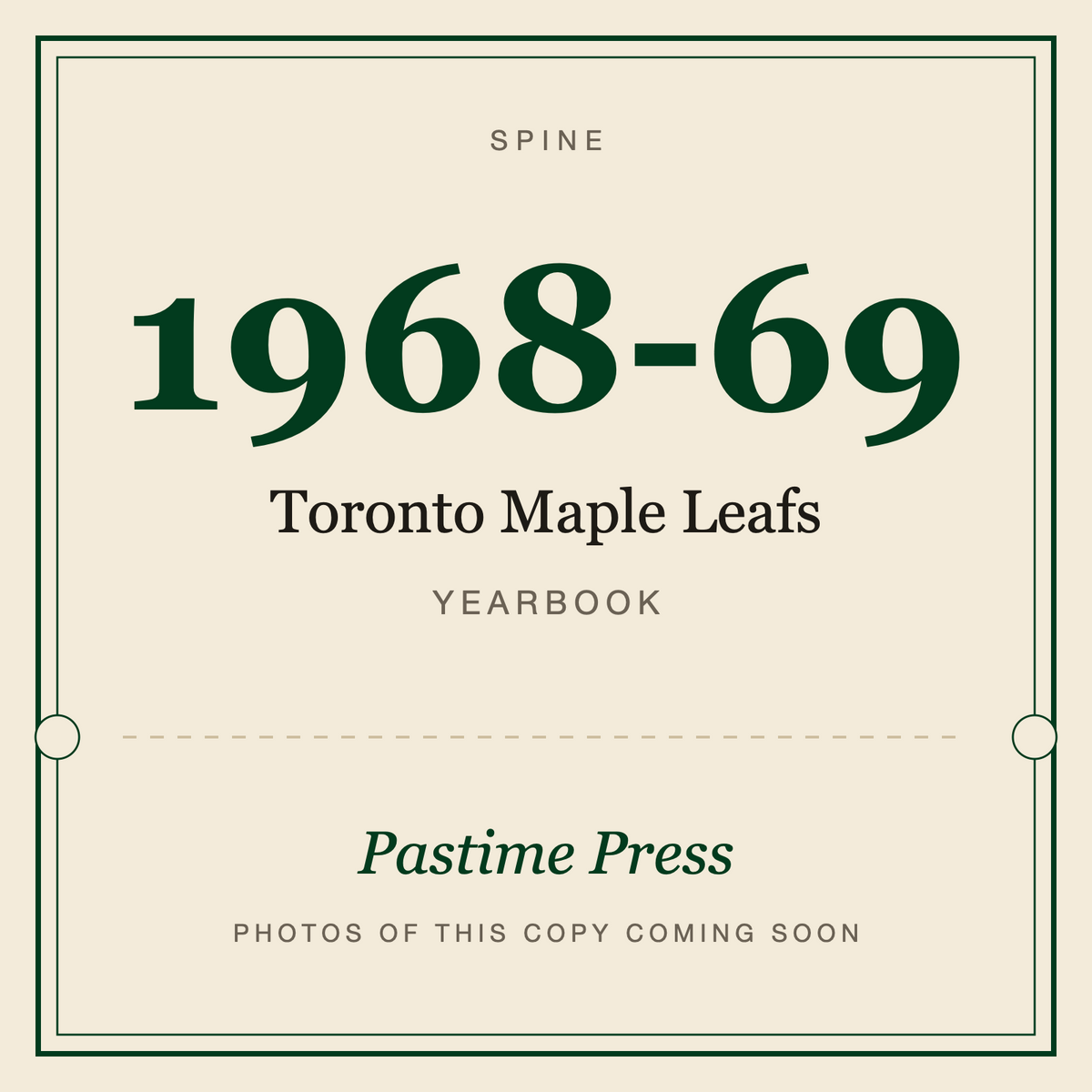 1968-69 Toronto Maple Leafs Yearbook, spine
