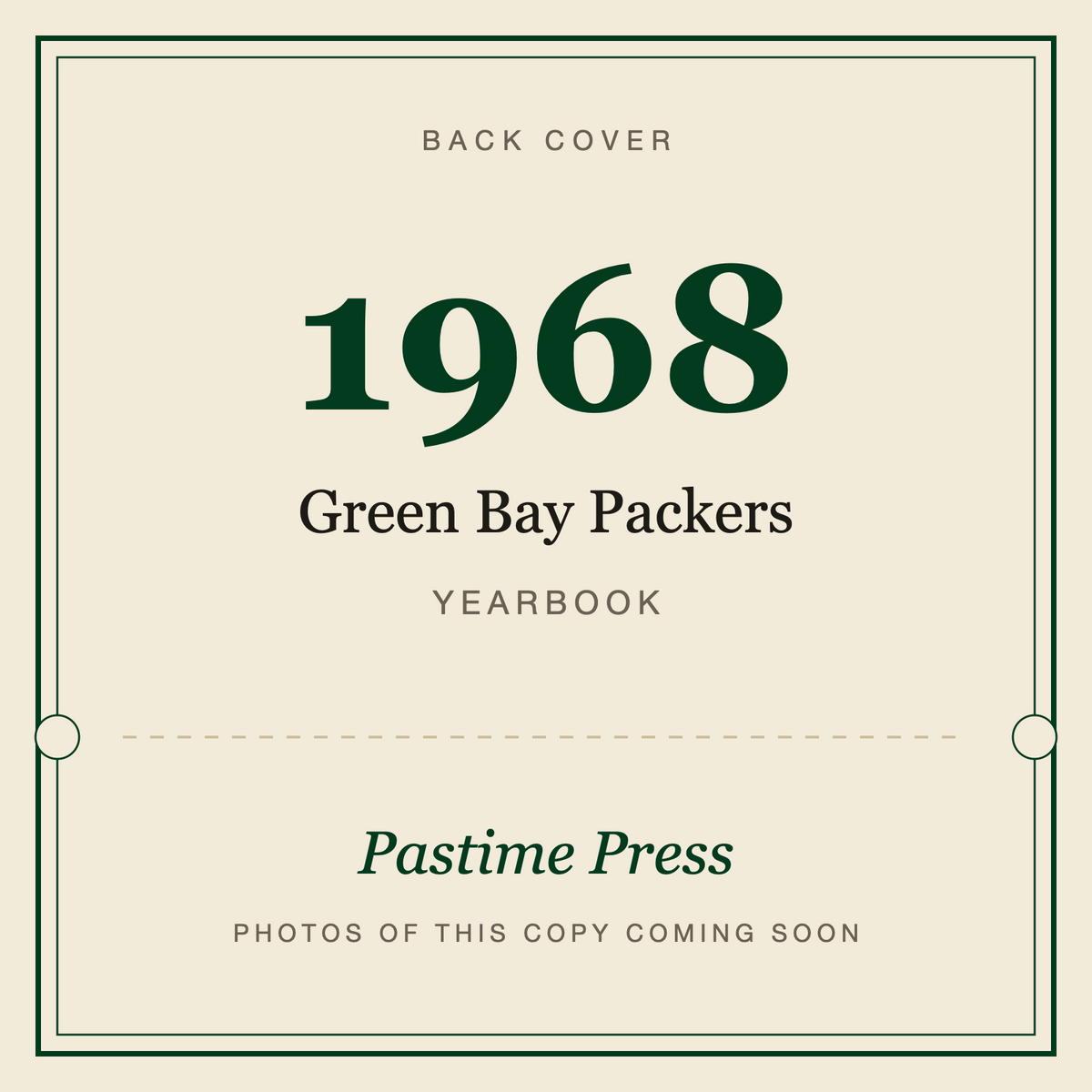 1968 Green Bay Packers Yearbook, back cover