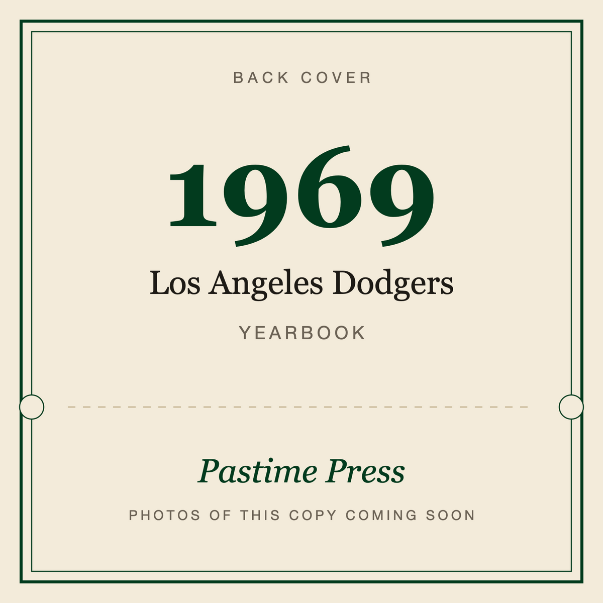 1969 Los Angeles Dodgers Yearbook, back cover