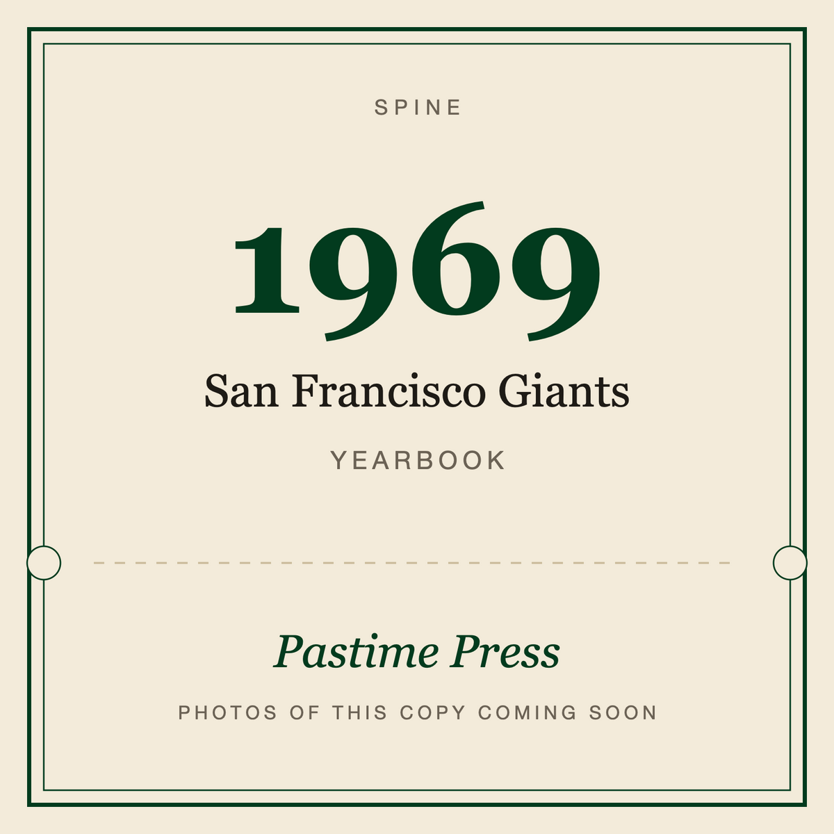 1969 San Francisco Giants Yearbook, spine