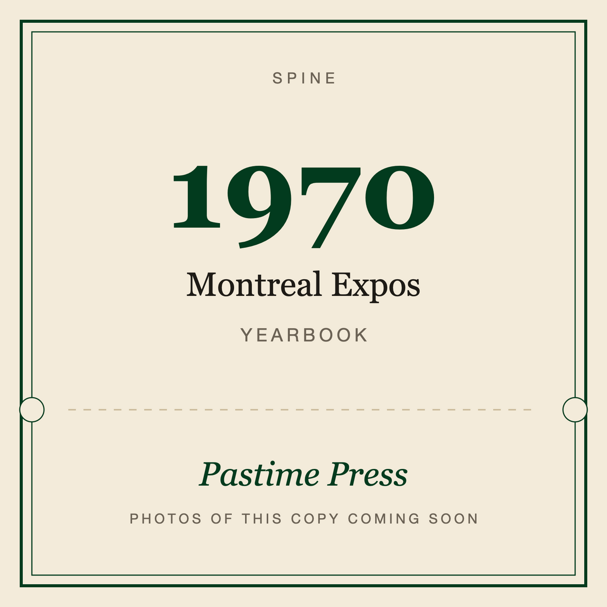 1970 Montreal Expos Yearbook, spine