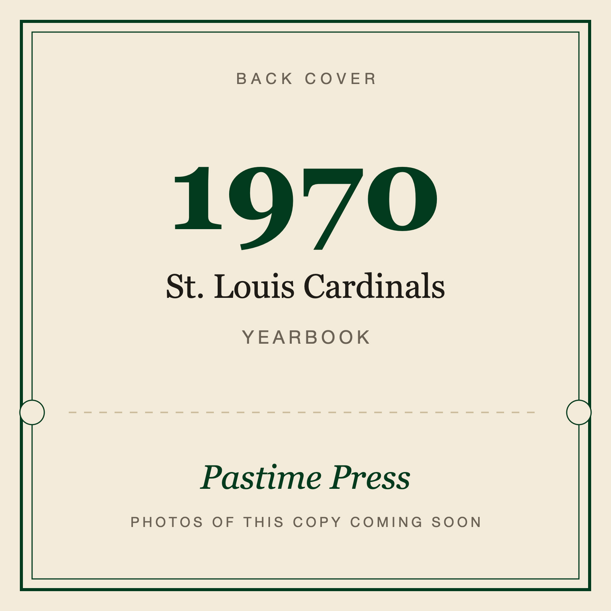 1970 St. Louis Cardinals Yearbook, back cover