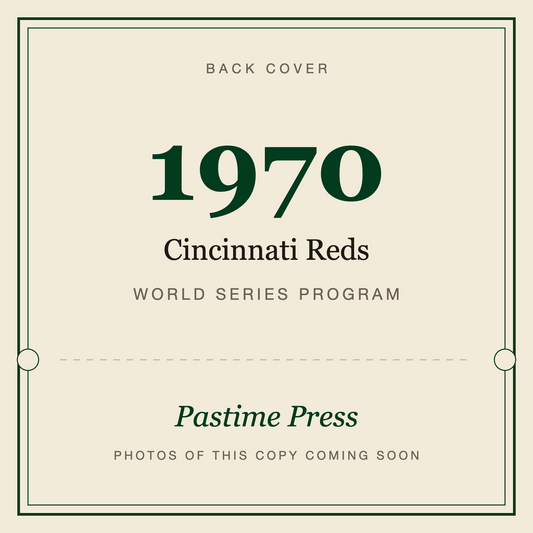 1970 Cincinnati Reds World Series Program, back cover