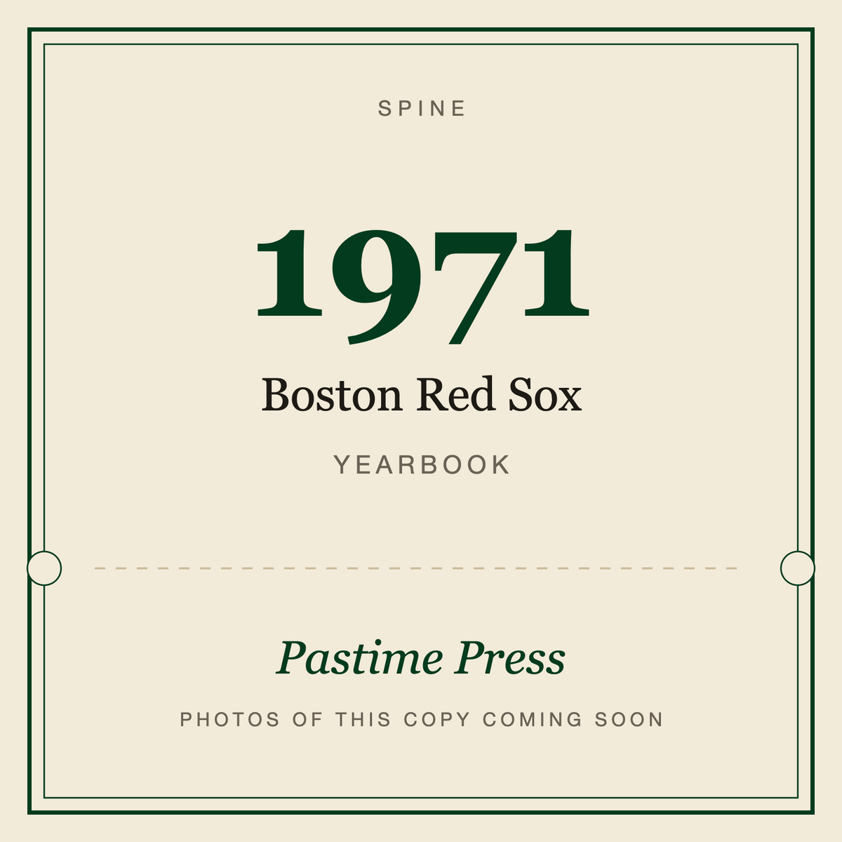 1971 Boston Red Sox Yearbook, spine