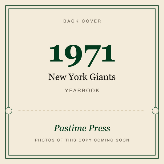 1971 New York Giants Football Yearbook, back cover