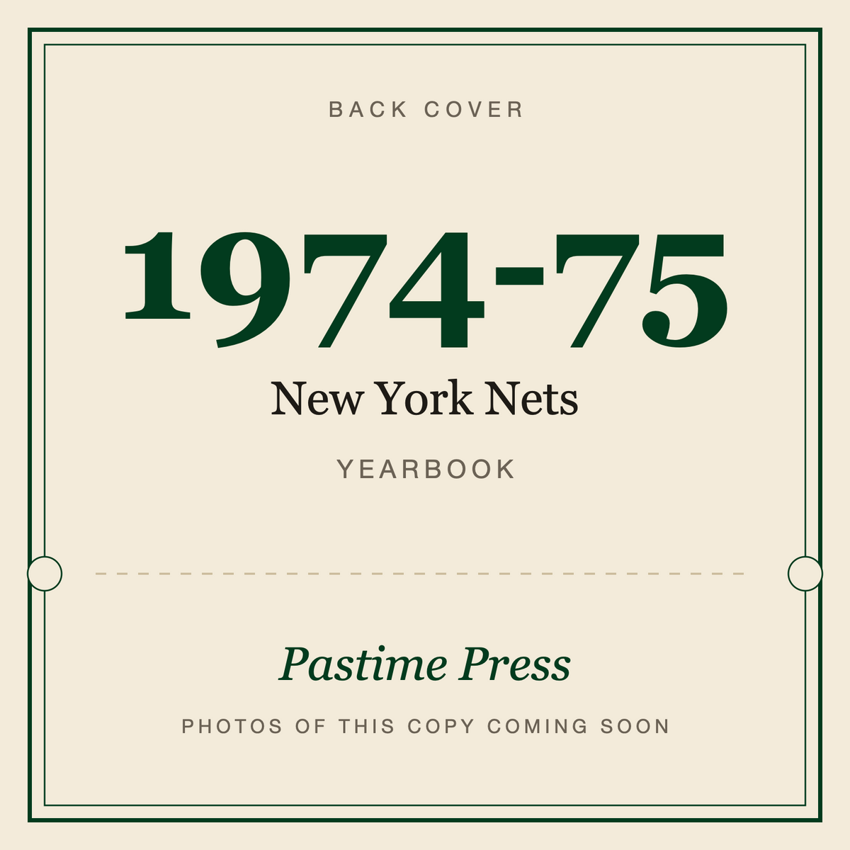 1974-75 New York Nets Yearbook, back cover