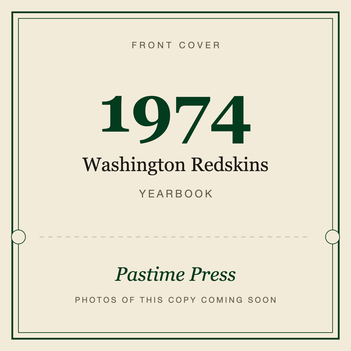 1974 Washington Redskins Yearbook, front cover