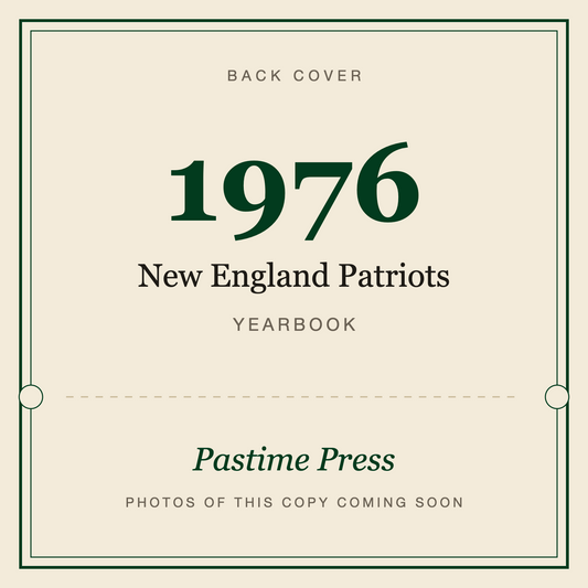 1976 New England Patriots Yearbook, back cover