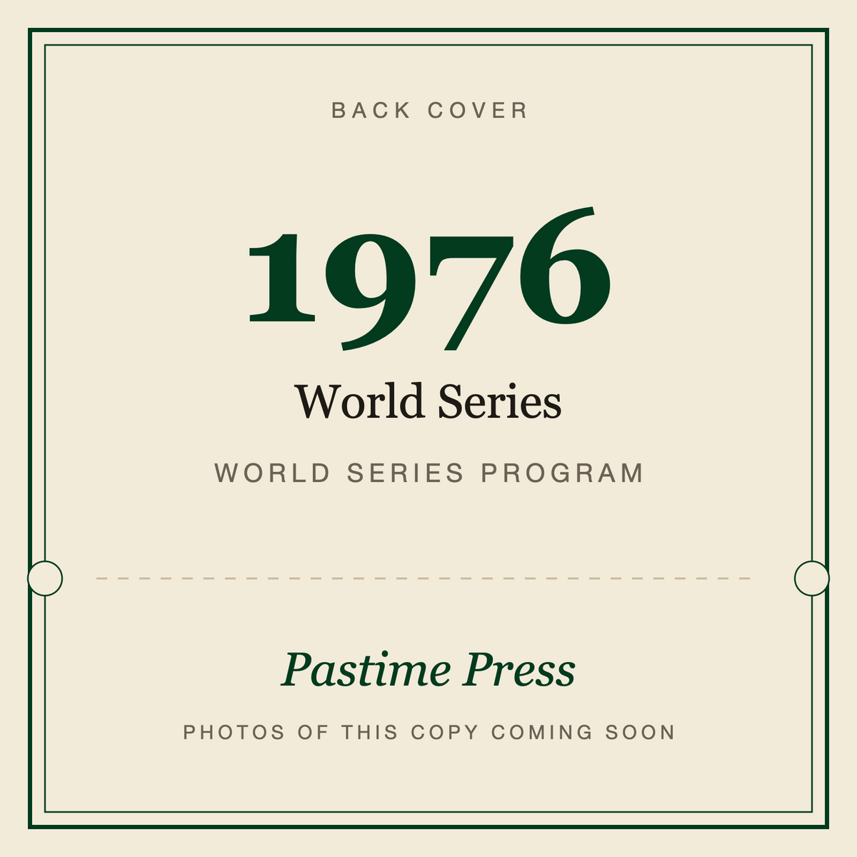 1976 World Series Program, back cover