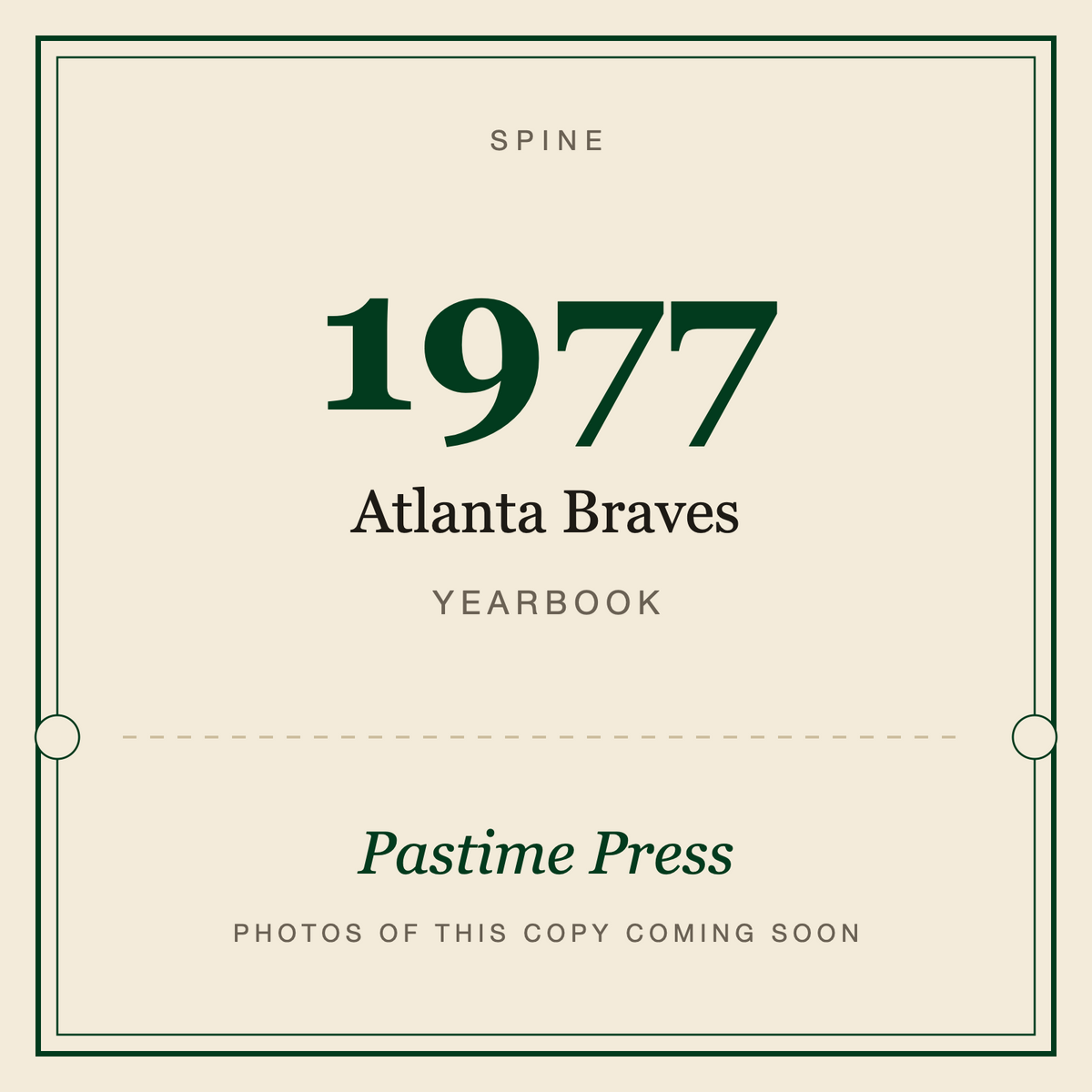 1977 Atlanta Braves Yearbook, spine