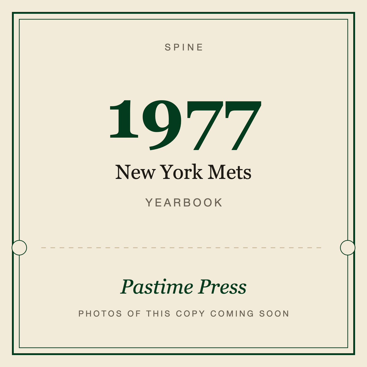 1977 New York Mets Yearbook, spine