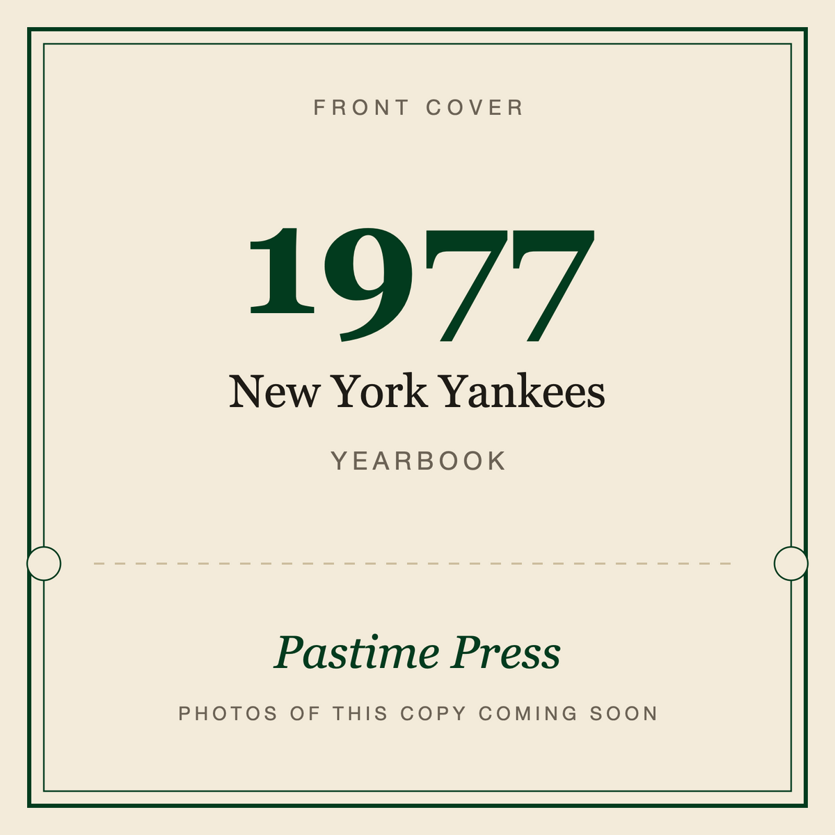 1977 New York Yankees Yearbook, front cover