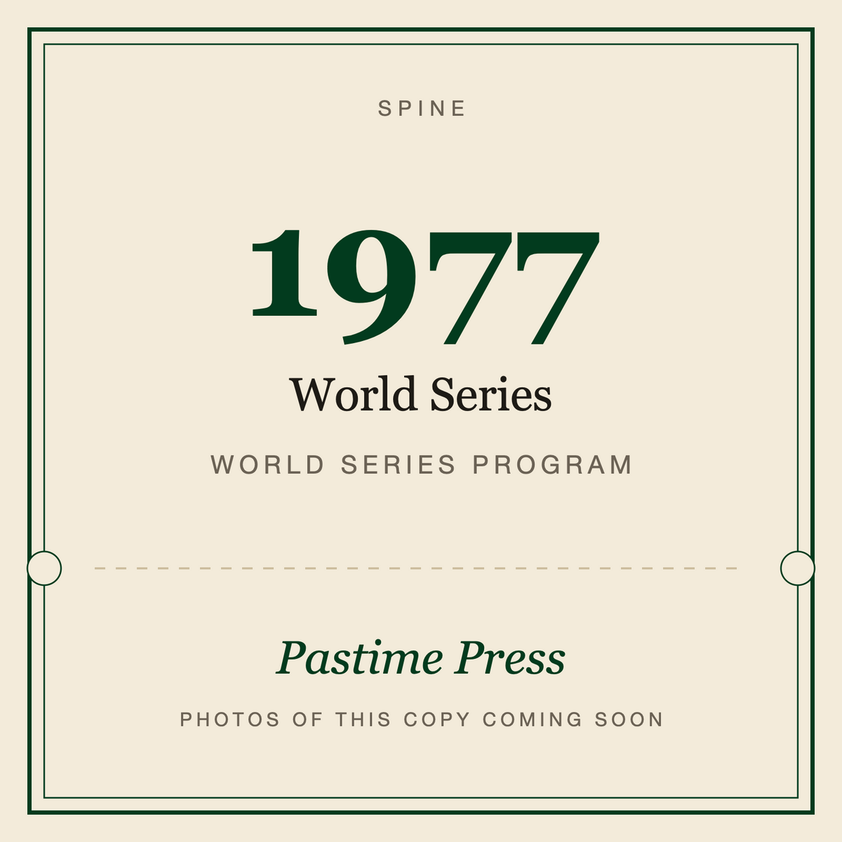 1977 World Series Program, spine