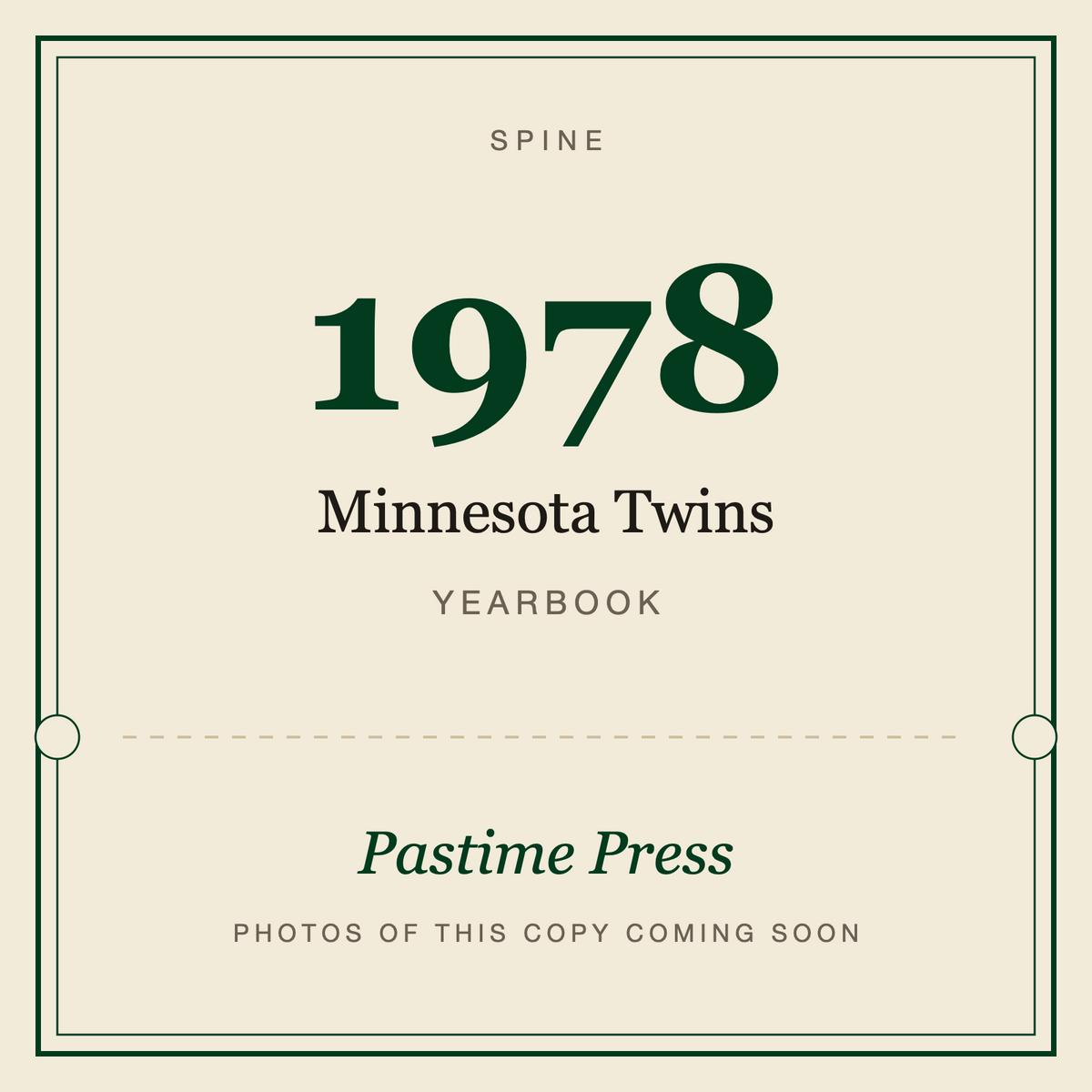 1978 Minnesota Twins Yearbook, spine