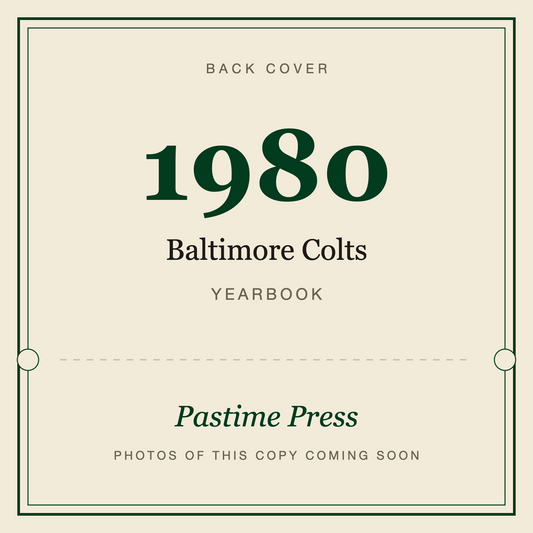 1980 Baltimore Colts Yearbook, back cover