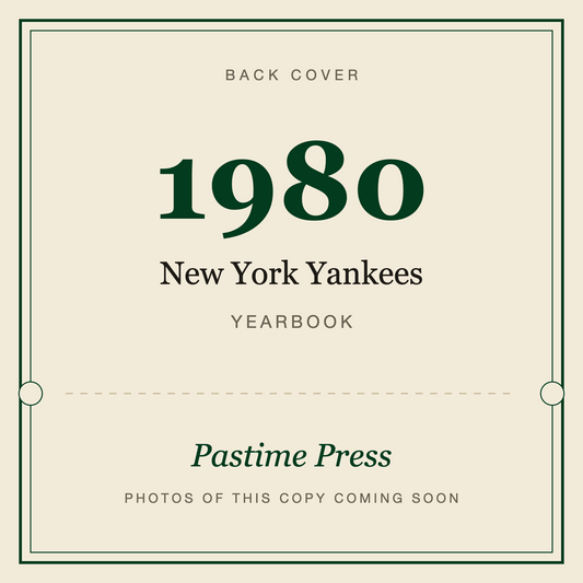 1980 New York Yankees Yearbook, back cover