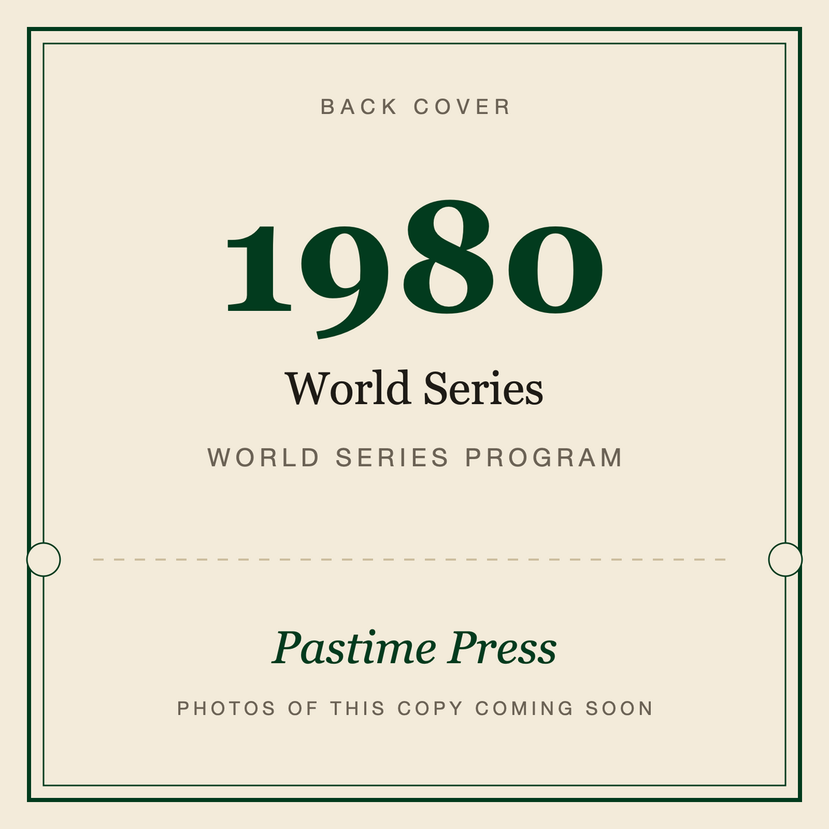 1980 World Series Program, back cover
