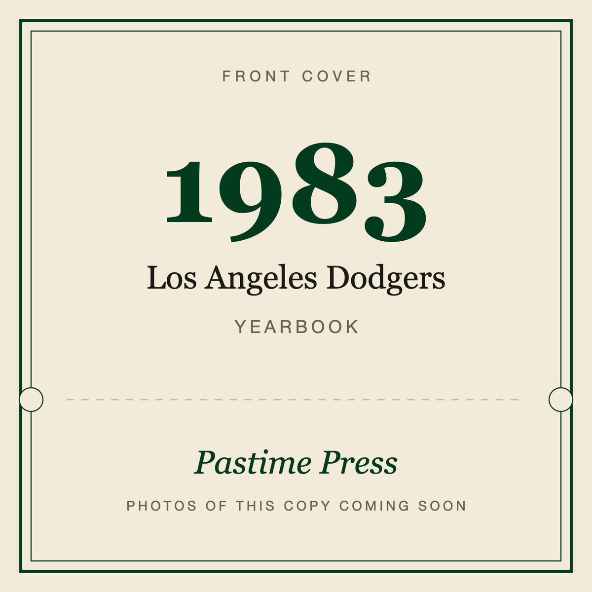 1983 Los Angeles Dodgers Yearbook, front cover