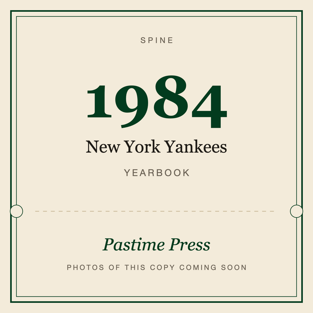 1984 New York Yankees Yearbook, spine