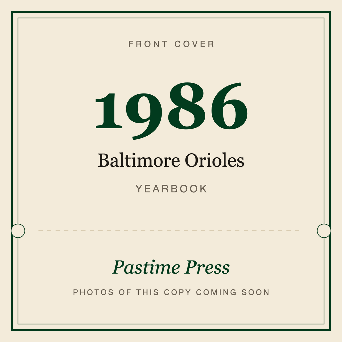 1986 Baltimore Orioles Yearbook, front cover