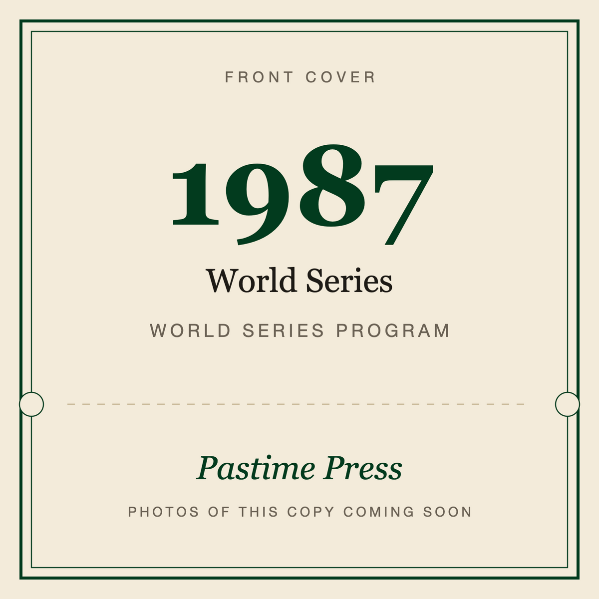 1987 World Series Program, front cover