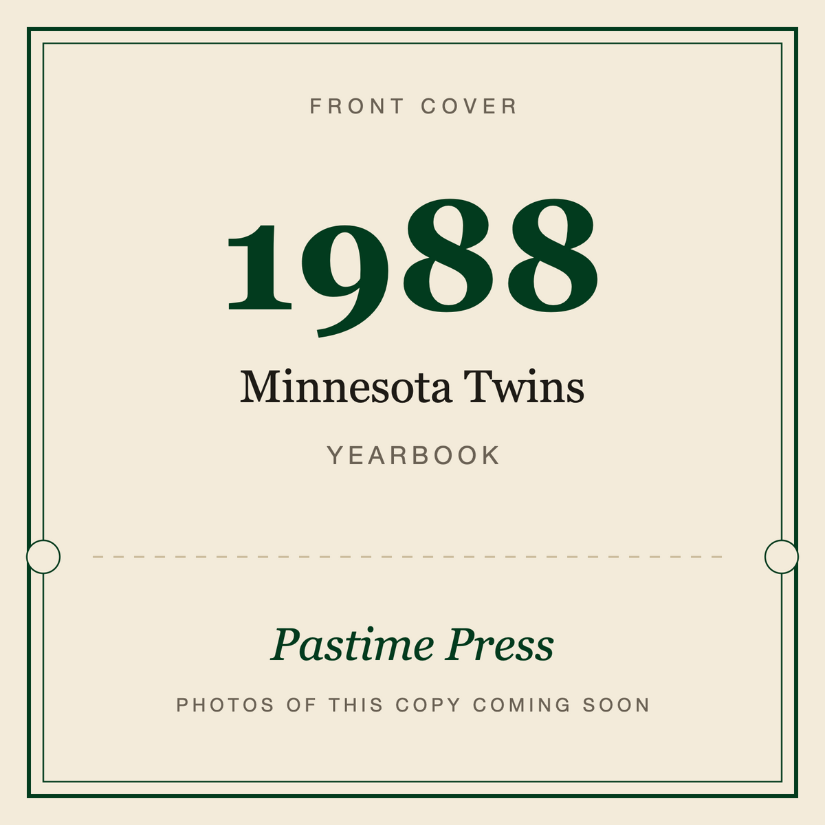 1988 Minnesota Twins Yearbook, front cover