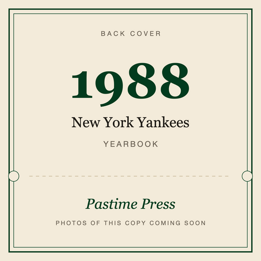 1988 New York Yankees Yearbook, back cover