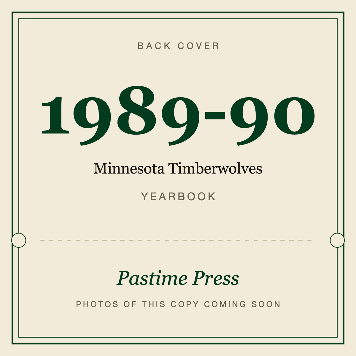 1989-90 Minnesota Timberwolves Yearbook, back cover