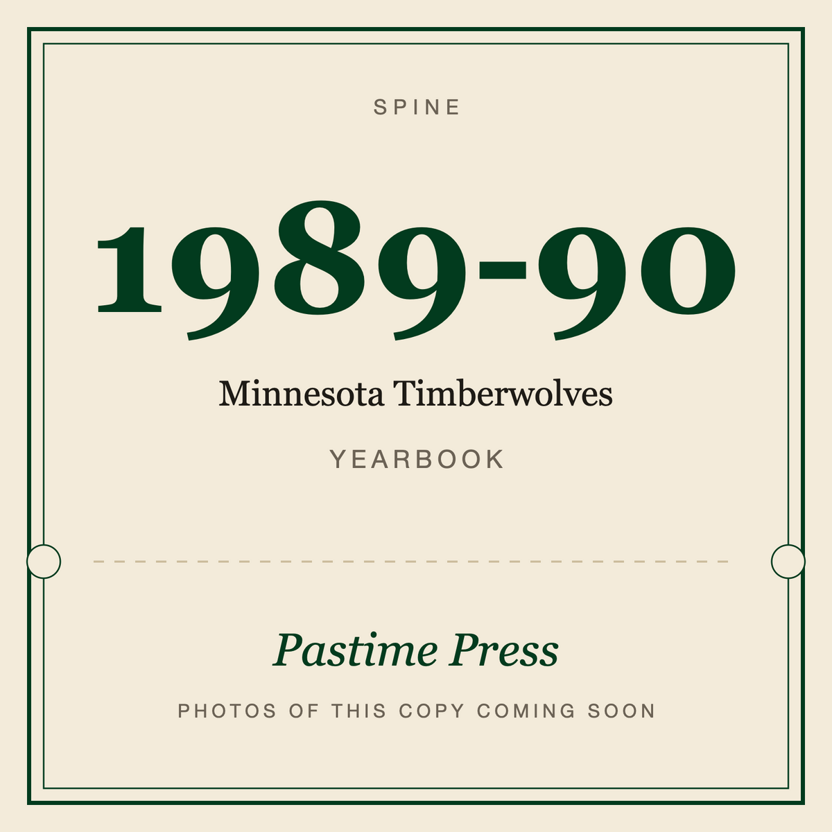 1989-90 Minnesota Timberwolves Yearbook, spine