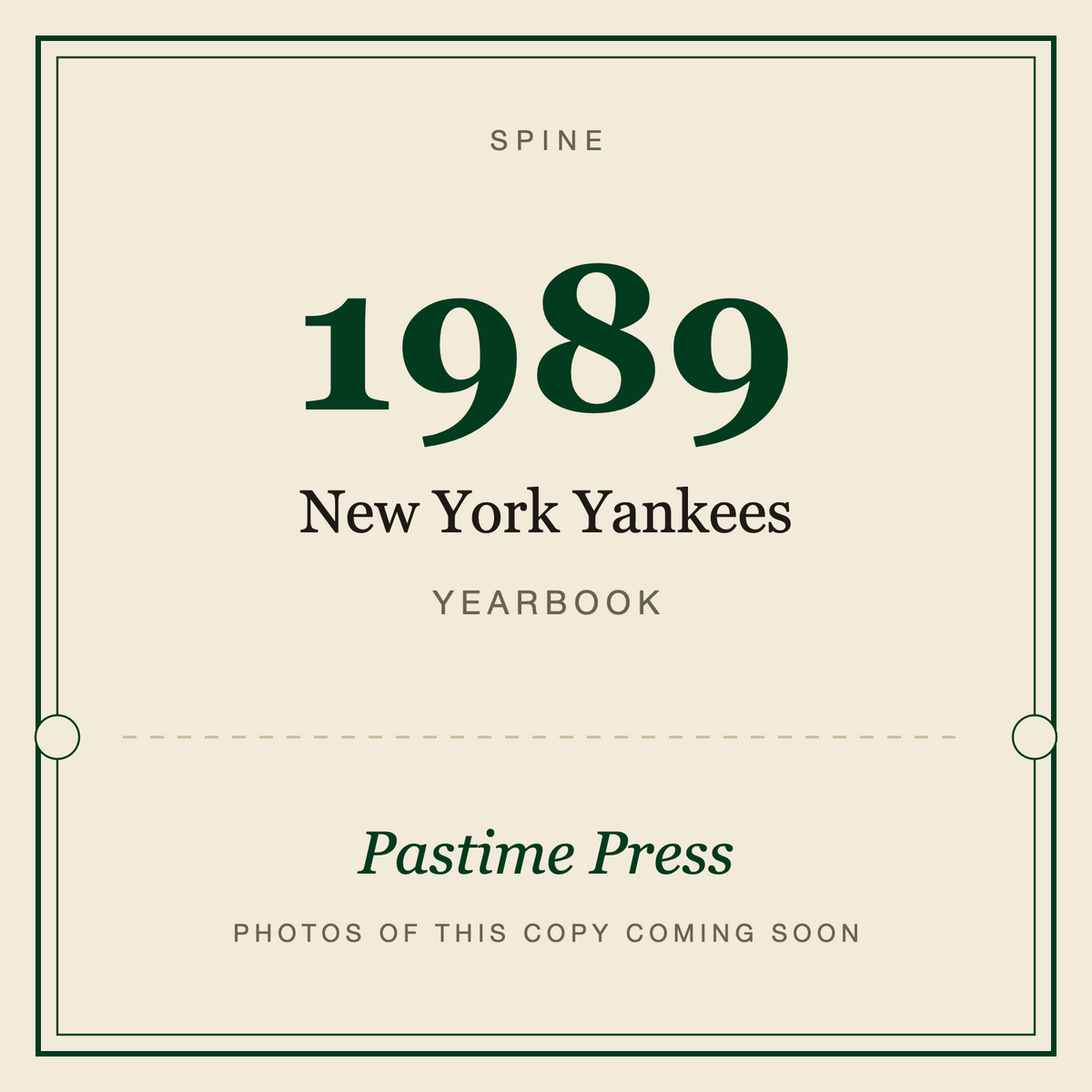 1989 New York Yankees Yearbook, spine